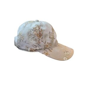 Champagne Embroidered Floral Jacquard Satin Baseball Cap Snake Brocade Hat